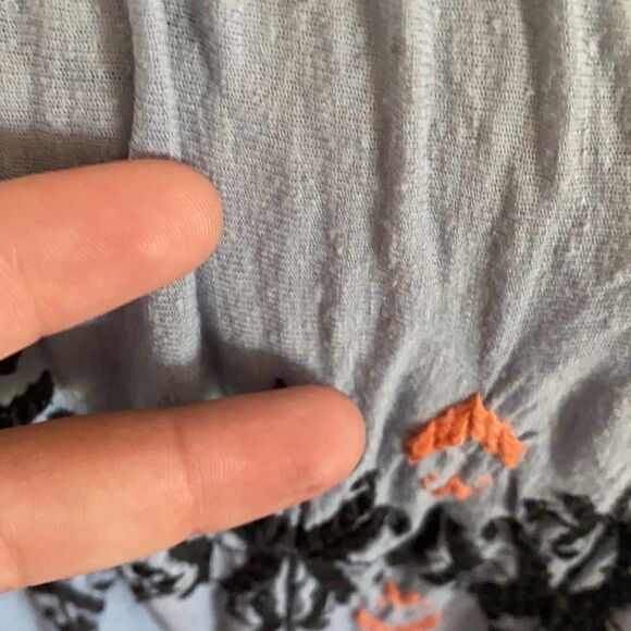 Free People Blue Embroidered Cold Shoulder Top Contemporary Festival Boho - Picture 9 of 14